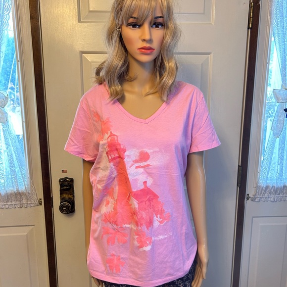 Hanes Live Love Color XL pink B neck tee - Picture 2 of 8